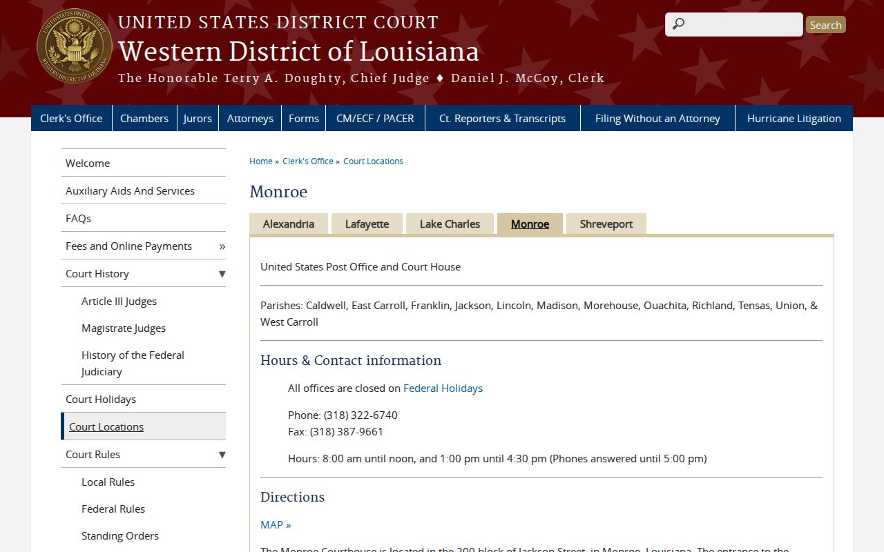 Union Parish warrant records research: federal courthouse for the Monroe Division covering Union Parish